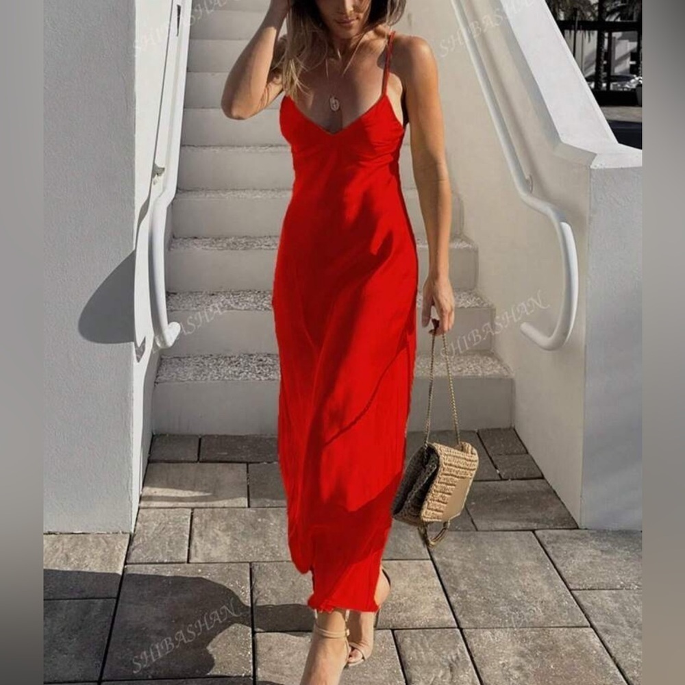 NEW Red Open Back Detail Maxi Dress